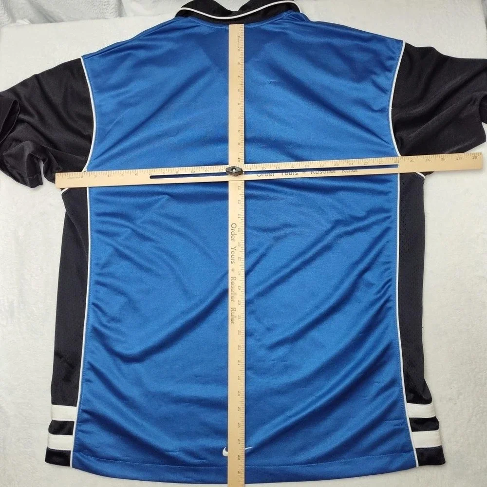 Vintage Nike‎ Basketball Polo Shirt Men XL Blue Black Y2K Colorblock Mesh Jersey